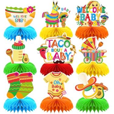 Imagem de VorkiVecKi Decorações Para Chá De Bebê Mexicano - 9 Peças Taco Bout A Baby, Centro Mesa Em Formato Favo Mel Festa Revelação Gênero Futura Mamãe, Conjunto Enfeites Recém-Nascidos, Decoração Boas-Vind