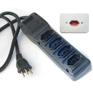 Imagem de Filtro de Linha Adaptador 20A com 4 Tomadas NBR Micro-ondas com Tomada