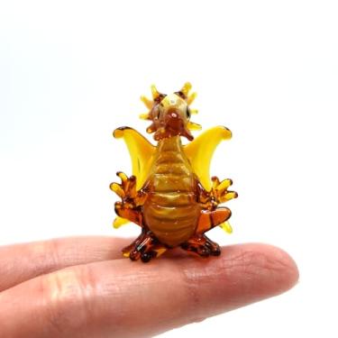 Imagem de Sansukjai Dragon Wing Tiny Miniature Figurines Animals Hand Blown Glass Art Collectible Gift Home Decorate (Amber)