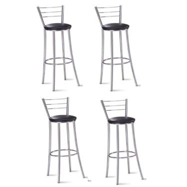 Imagem de Kit 4 Banquetas Para Bancada Cromada Grazi Preto