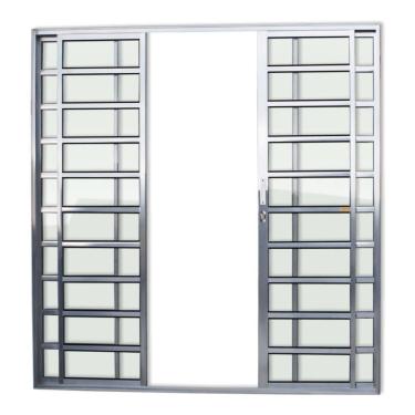 Imagem de Porta De Correr Com Travessas 4 Folhas Super Vidro Liso 210cm X 240cm Brimak Brilhante