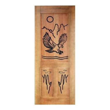 Imagem de Folha De Porta Madeira Maciça Entalhada águia 80x210x3,5cm Cedro Rosa Madeira