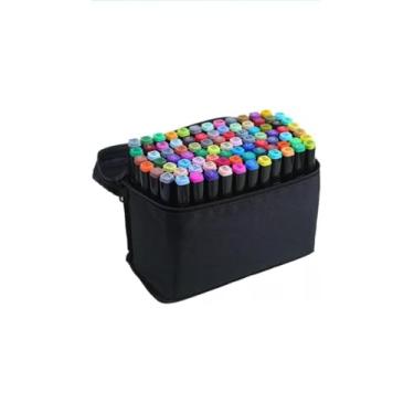 Imagem de Canetinha Ponta Dupla Colorir Canetinha Marcador Escolar Permanente Kit Estojo de Canetinha Duas Pontas Coloridas