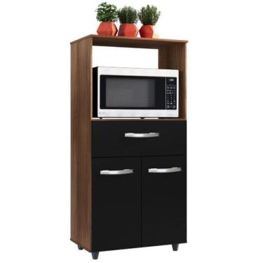 Imagem de Balcão Multiuso Para Cozinha Luna 2 Portas Savana Preto Moblis