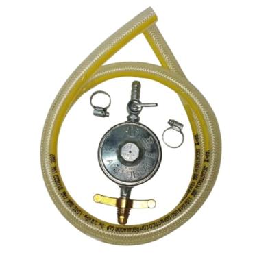 Imagem de Kit Registro de Gás com Regulador, Mangueira 1 Metro e Abraçadeiras, APIS/DELTA 1Kg/h