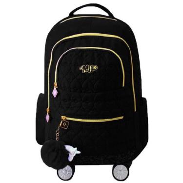 Imagem de Mochila Rodinhas Unicórnio Escolar Notebook 360 Preta - Plat1