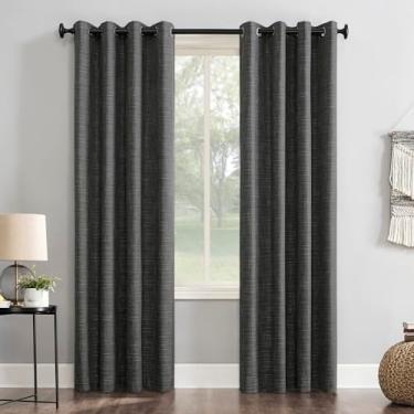 Imagem de Sun Zero Brooks Painel de cortina com ilhoses de trama térmica extrema 100% blackout 132 x 243 cm, carvão