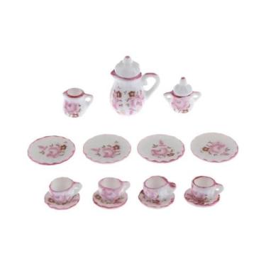 Imagem de Conjunto De Xícaras De Chá De Cerâmica De Porcelana Em Miniatura, 15 P