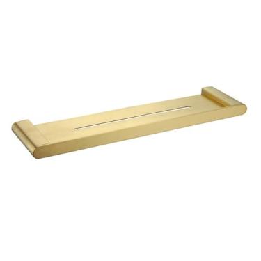 Imagem de Conjunto de banheiro dourado escovado - Toalheiro de aço inoxidável - Suporte para papel higiênico - Kit de 6 peças, prateleira