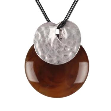 Imagem de joymiao Colar de couro para mulheres, pingente grande, gargantilha hippie, vintage, colar grosso, boêmio, para mulheres, Couro sintético Zinco, Sem Pedra Preciosa