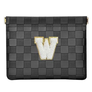 Imagem de HIGH FIT Bolsa de cosméticos de couro para bolsa, bolsa de maquiagem inicial organizador de acessórios cosméticos para batom, Preto, W