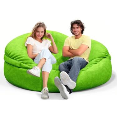 Imagem de Cadeira de pufe para adultos de 1,8 m, capa macia removível para quarto de adolescentes/meninas, poltronas fofas gigantes de chão redondo (sem enchimento, verde)