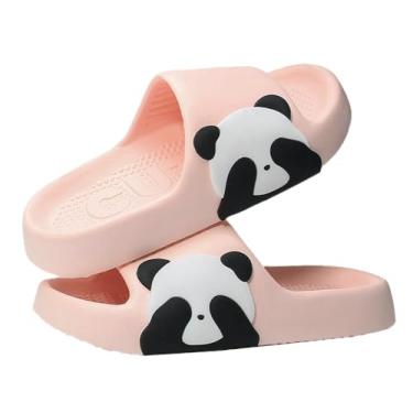 Imagem de Hzxsny Chinelos unissex de desenho animado de panda chinelos confortáveis de nuvem chinelos de casa de animais chinelos de chuveiro antiderrapante, rosa, 8-8.5 Women/6.5-7 Men