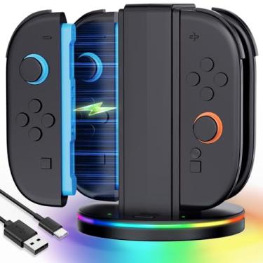 Imagem de JZW-Shop Fast Charging Dock Compatible with Nintendo Switch 2 Joy- con, Space-Saving Magnetic Design Charger, Stable Charging Station, with GRB Light, Support Up to 4 Switch 2 Controller