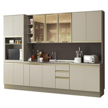 Imagem de Cozinha Completa 8 Peças Connect Duna/cristal Com Aéreo Vidro E Rodapé - Móveis Henn Duna/cristal