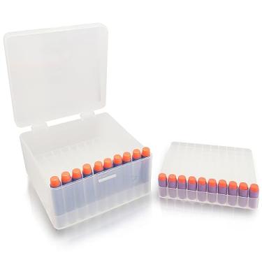 Imagem de TORMEN Caixa De Armazenamento Dardos Espuma, Estojo Plástico Portátil Compatível Com Balas Nerf Elite Series E Curtos (1 + 2 Bandejas)