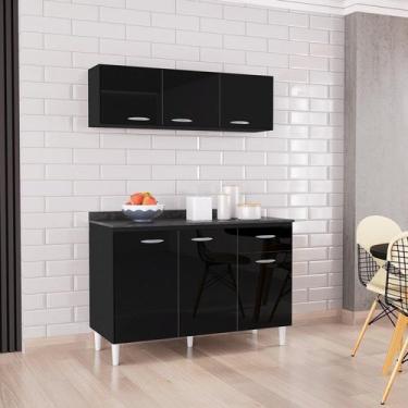 Imagem de Cozinha Compacta 2 Peças Balcão 3 Portas 1 Gaveta com Armário Aéreo 3 