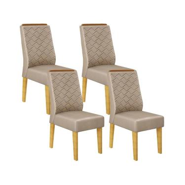 Imagem de Kit com 04 Cadeiras Lídia Cedro Veludo Kraft DJ Móveis