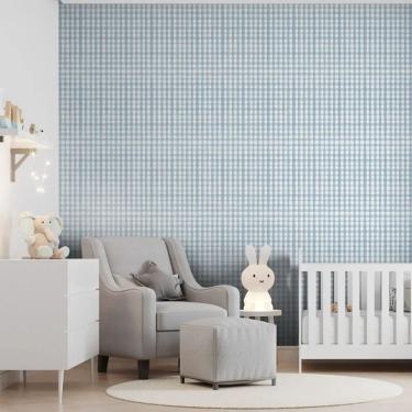 Imagem de Papel de Parede Revoada Xadrez Picnic Pincelada Azul 4444