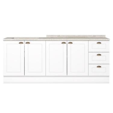 Imagem de Balcao Tampo 120 Cm Balcao Cooktop 80 Cm Americana Branco Calcare Henn