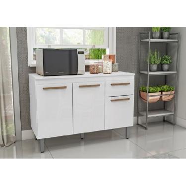 Imagem de Balcão Gabinete 1,19  Copa Sem Tampo Branco/Branco