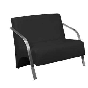 Imagem de Poltrona Vênus 2 Lugar Braço Alumínio D Salla Tecido Sintético , Preto