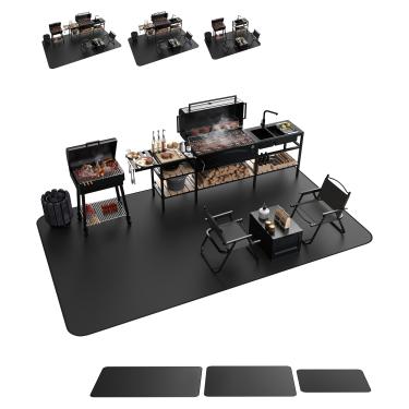 Imagem de Gancuiwen Tapete de churrasco grande de 228 x 132 cm para churrasqueira, tapete de silicone de dupla face para protetor de deck de churrasqueira ao ar livre, tapete de lareira interna/tapete de