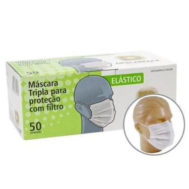 Imagem de Mascara descartavel tripla c/ clips nasal pct c/50 und descarpack