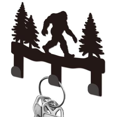 Imagem de DELORIGIN Porta-chaves Ape-Man para parede, mini ganchos pretos de ferro para chaveiros montados na parede com 3 ganchos, pequenos cabides de chaves para bolsa, coleira de cachorro, armazenamento de