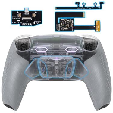 Imagem de eXtremeRate RISE4 Plus MAX Back Paddles Kit with Clicky Trigger Stops & Rubberized Grip for PS5 Controller BDM-010 020, Remappable Back Buttons Kit for PS5 Controller - Clea Gray - NO Controller