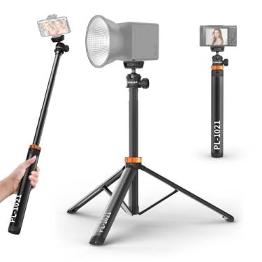Imagem de Rubesee Tripé extensível de alumínio, suporte de luz ajustável portátil de 200.7 cm com parafuso de 1/10.2 cm, cabeça esférica de 360°, tripé de telefone para câmera, vídeo, smartphone, leve para