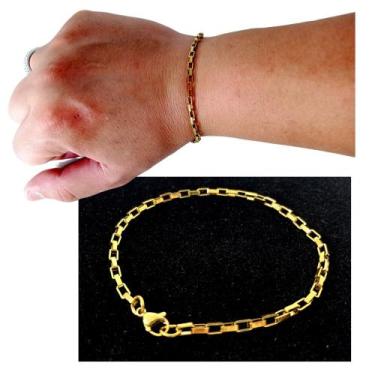 Imagem de Pulseira Masculina Ouro 18k Banhada Tijolinho Aço 316l Gold - PLATINUM