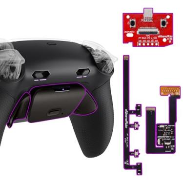 Imagem de eXtremeRate Kit De Pás Traseiras Rise Plus Max Rmb Com Travas Gatilho Clicky E Empunhadura Emborrachada Para Controle Ps5 Bdm-030 040 050, Botões Metal Remapeáveis, Preto