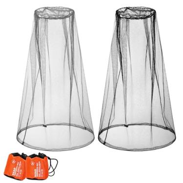 Imagem de Hestya Pacote com 2 redes de malha para cabeça de mosquito, insetos, insetos, cabeça de insetos, proteção para atividades ao ar livre, caminhadas, acampamento, escalada, caminhada (preto, cinza claro)