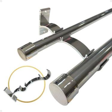Imagem de Kit 4 Suporte Duplo Comum Perfil Varão Cortina 19.28mm Ilhós Argola In