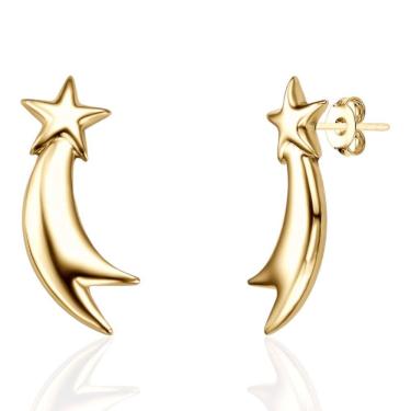 Imagem de Brinco Básico Estrela Cadente Folheado Ouro 18k Antialérgico