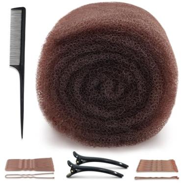 Imagem de Enchimento de cabelo para updos com grampos, clipes em U, grampo e pente de bico de pato, almofadas de enchimento de cabelo de esponja indetectáveis para noivas, artistas, festas, casamentos, estilos