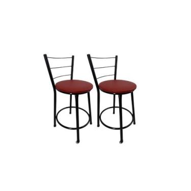 Imagem de Kit 2 Banqueta Balcão Baixa Preto Bar Gourmet Cozinha Lazer Área - For