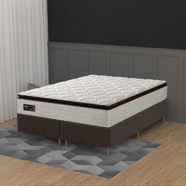 Imagem de Cama Box King 193cm Pillow Top Molas Ensacadas Majestic Umaflex Base 2 CEN - Bege Claro/Marrom