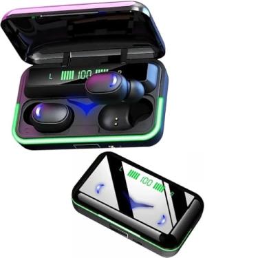 Imagem de Kit Fone de Ouvido Sem Fio Bluetooth 5.1 Duplo TWS Som Imersivo, Compatível com Iphone e Android, Ideal para o Dia a Dia e Exercícios Com Case de Carregamento, Cabo e 3 Pares de Borrachina para o Fone