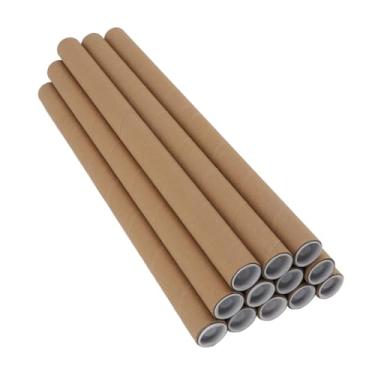 Imagem de 12 PCs Tubos redondos de pôsteres com tampas plásticas Ferida resistente Kraft Paper Mailing Tubos de armazenamento para obras de arte Plá -impressão gráficos de gráficos de (3,4 * 51cm)