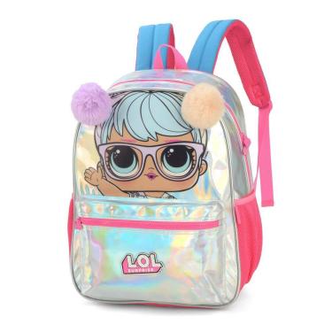 Imagem de Mochila Escolar Infantil De Costas Prata Lol