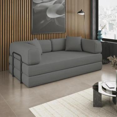 Imagem de Sofá Cama Colchão Casal Compactair Confortável Sala Balaqui Cor:grafite