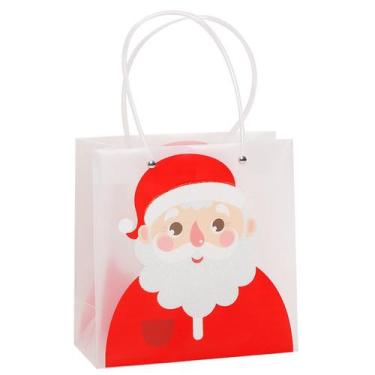 Imagem de Sacola natalina em plástico transparente estampado para presentes 21,5