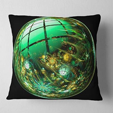 Imagem de Designart – Almofada + Almofada com Esfera Fractal Verde Brilhante para Sala de Estar, Sofá + Capa de Almofada Estampada em ambos os lados 45,72 cm x 45,72 cm