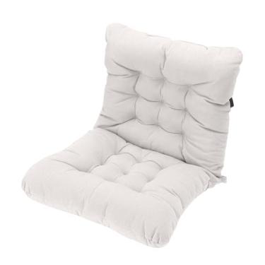 Imagem de Pssopp Almofada da Cadeira de Escritório Com Suporte Lombar, Almofada de Assento de Algodão Chenille PP Com Cinta Ajustável para Conforto da Cadeira de Mesa (Branco)