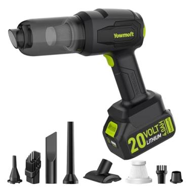 Imagem de YOWMOFT Aspirador de pó portátil 3 em 1 para carro, sem fio, com sucção forte de 21000pa, kit portátil sem fio e soprador com motor sem escovas de 200 W, mini aspirador de pó para carro, casa