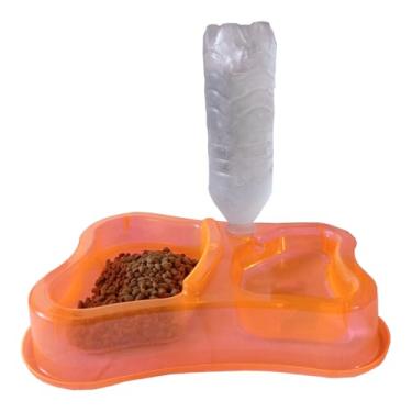 Imagem de Comedouro Bebedouro Automático com Suporte para Refil de Água para Garrafas Pet Até 1200ml Auma Terra (Laranja, Único)
