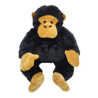 Imagem de Macaco Gorila de Pelúcia Fizzy Toys Grande 54cm Preto Infantil