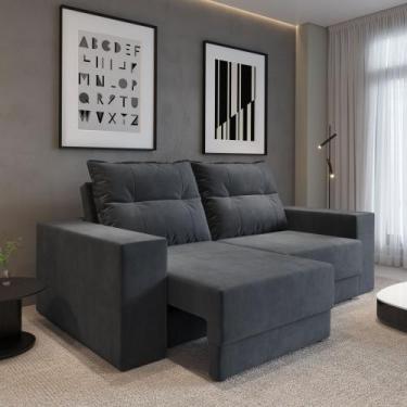 Imagem de Sofá Aurora Retrátil 1,40m 2 Lugares em Suede - CIALAR MÓVEIS, GRAFITE